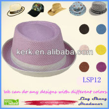 Fashion Elegant Purple Panama Women 100% Paper Straw Hat,LSP12